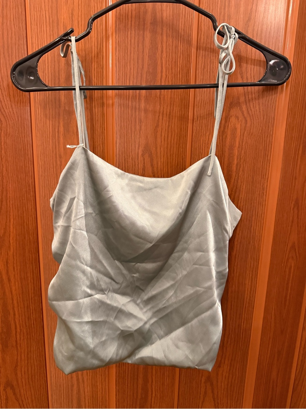 Calvin Klein Satin Spaghetti Strap Camisole in Light Sage
